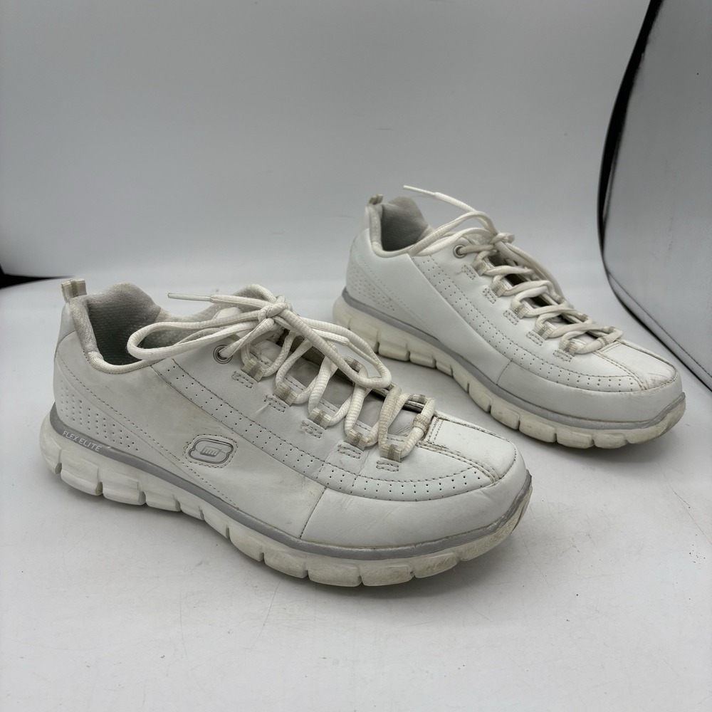 Skechers Shoes Womens Size 8 Synergy Elite‎ Status Leather White Sneakers